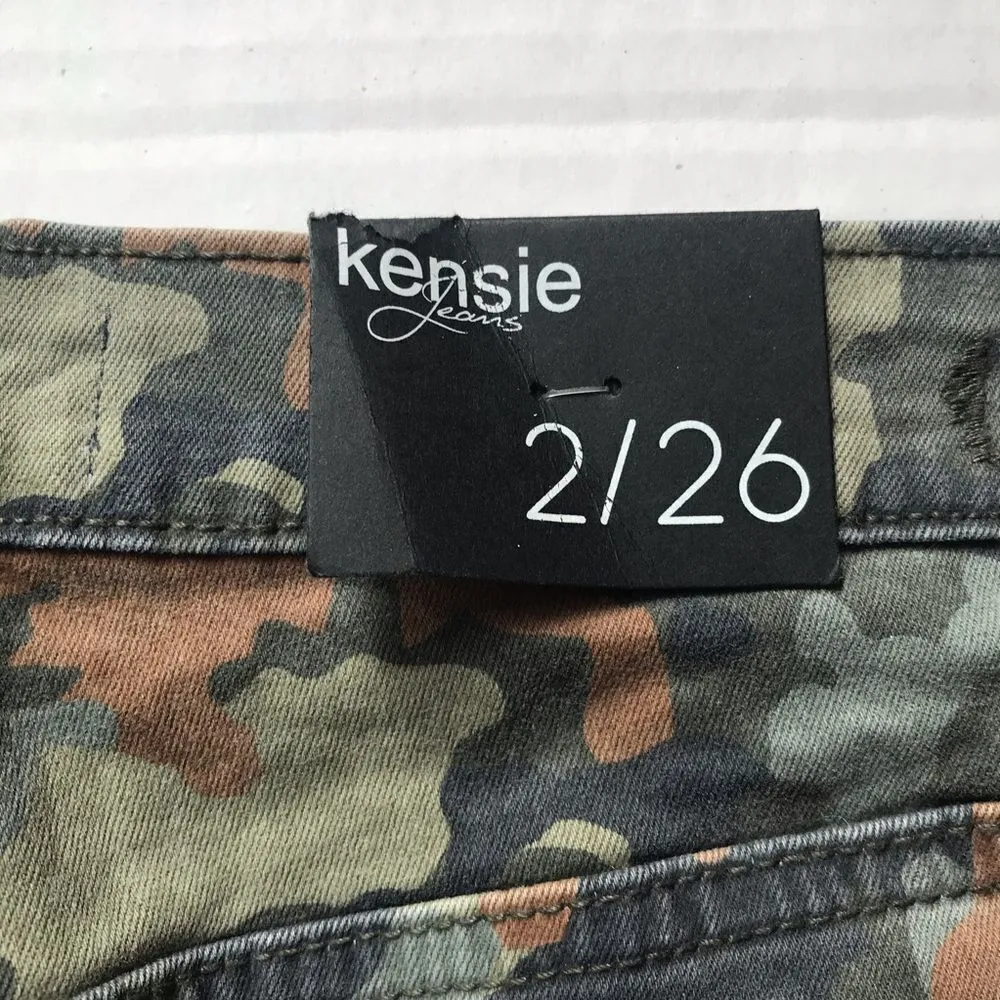 Kensie Puzzle Camo Denim Mini Skirt Frayed 2 26 - Image 3