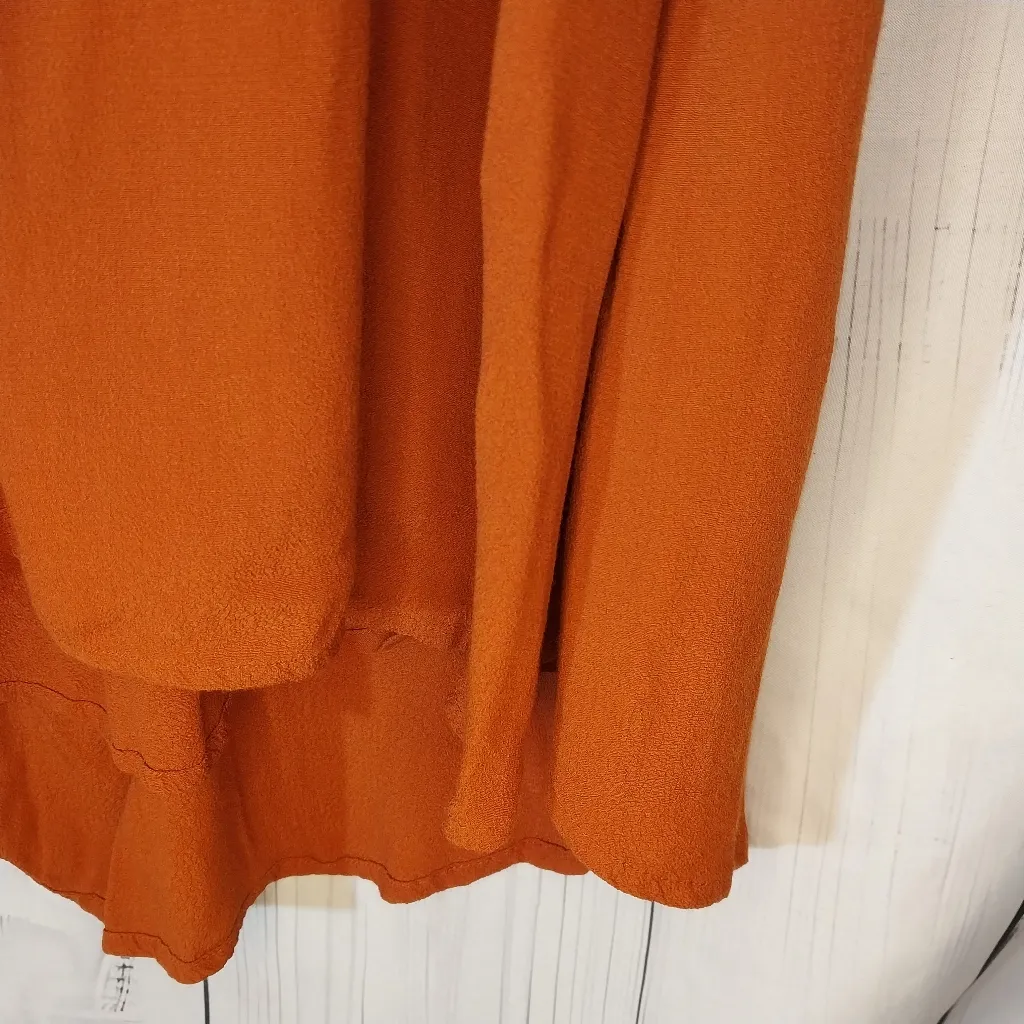 Maeve Anthropologie Rust V-Neck Faux Wrap Dress - Image 13