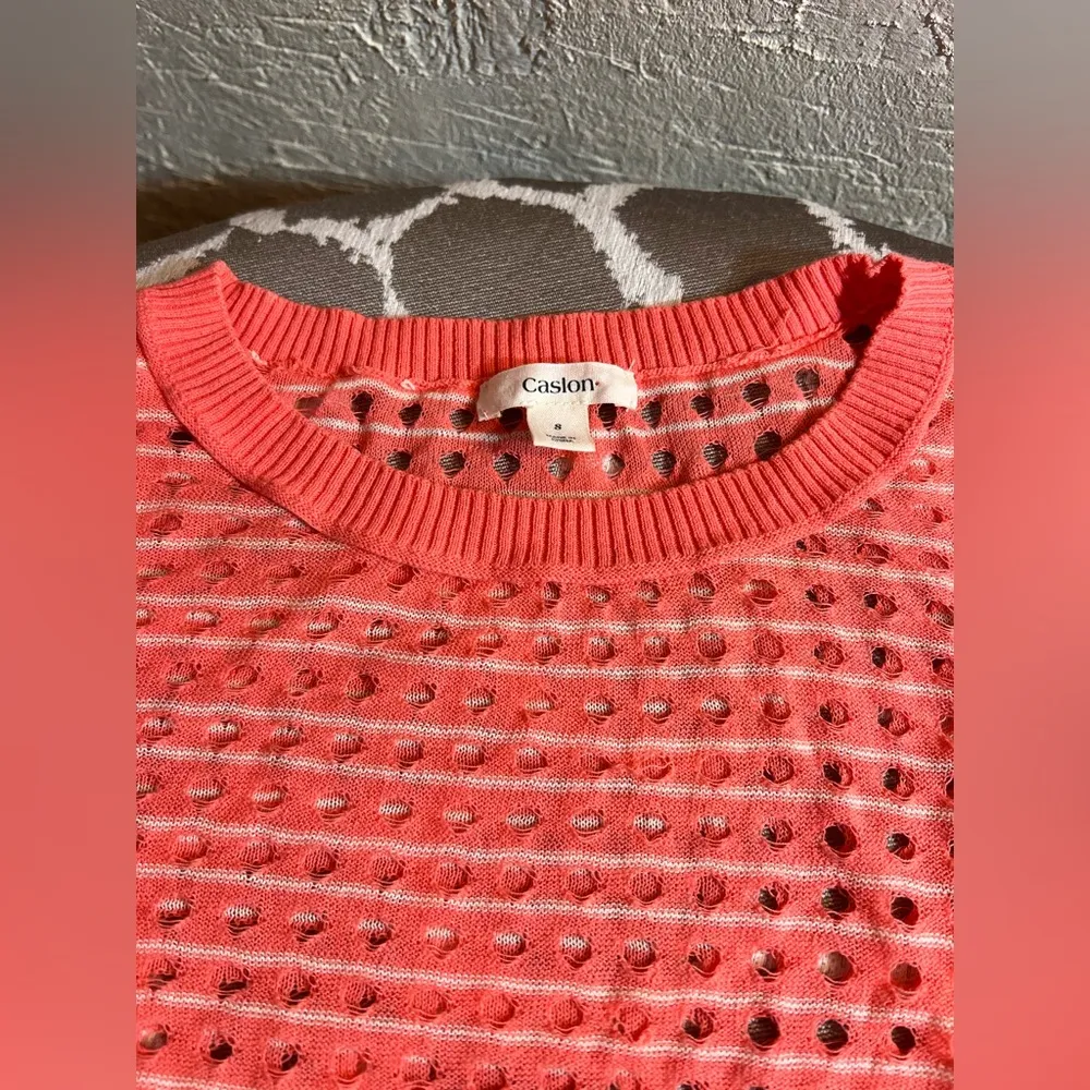 Caslon  Orange Crew Neck Sweater Textured Knit - Image 3