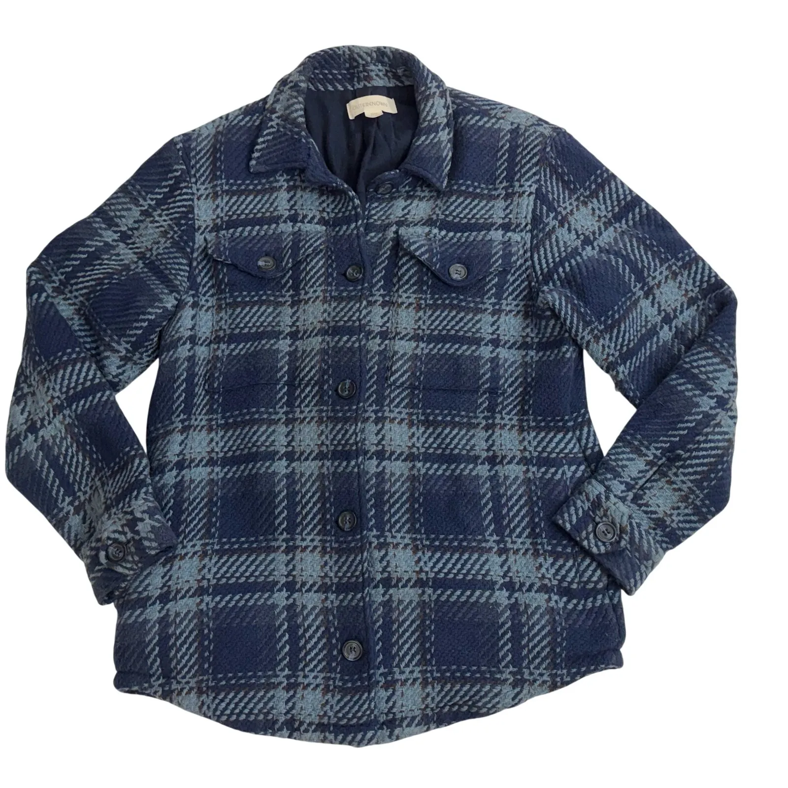Outerknown Cloud Weave Shirt Jacket Blue Plaid Button Up Organic Cotton size XS - Image 4