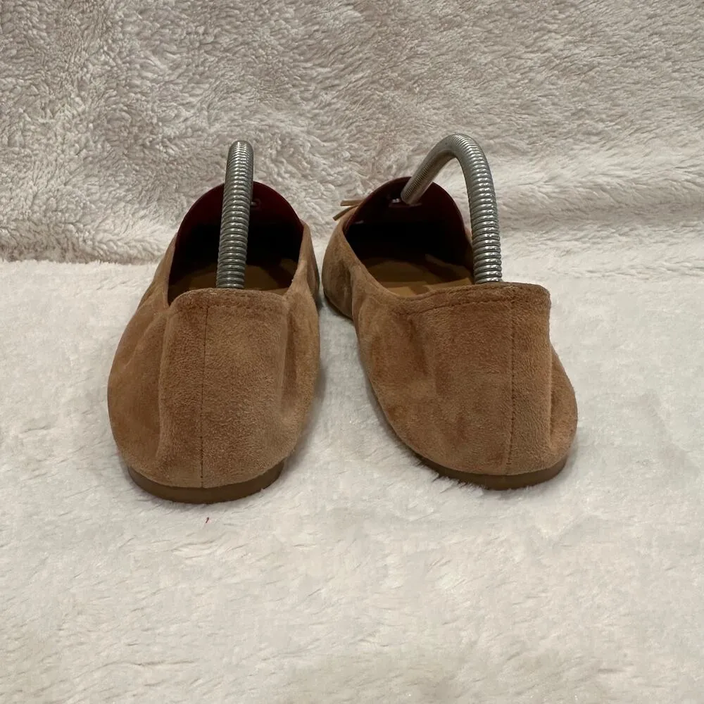 Women's J. Crew Tan Suede Tassel Ballet Flats sz 9 - Image 7