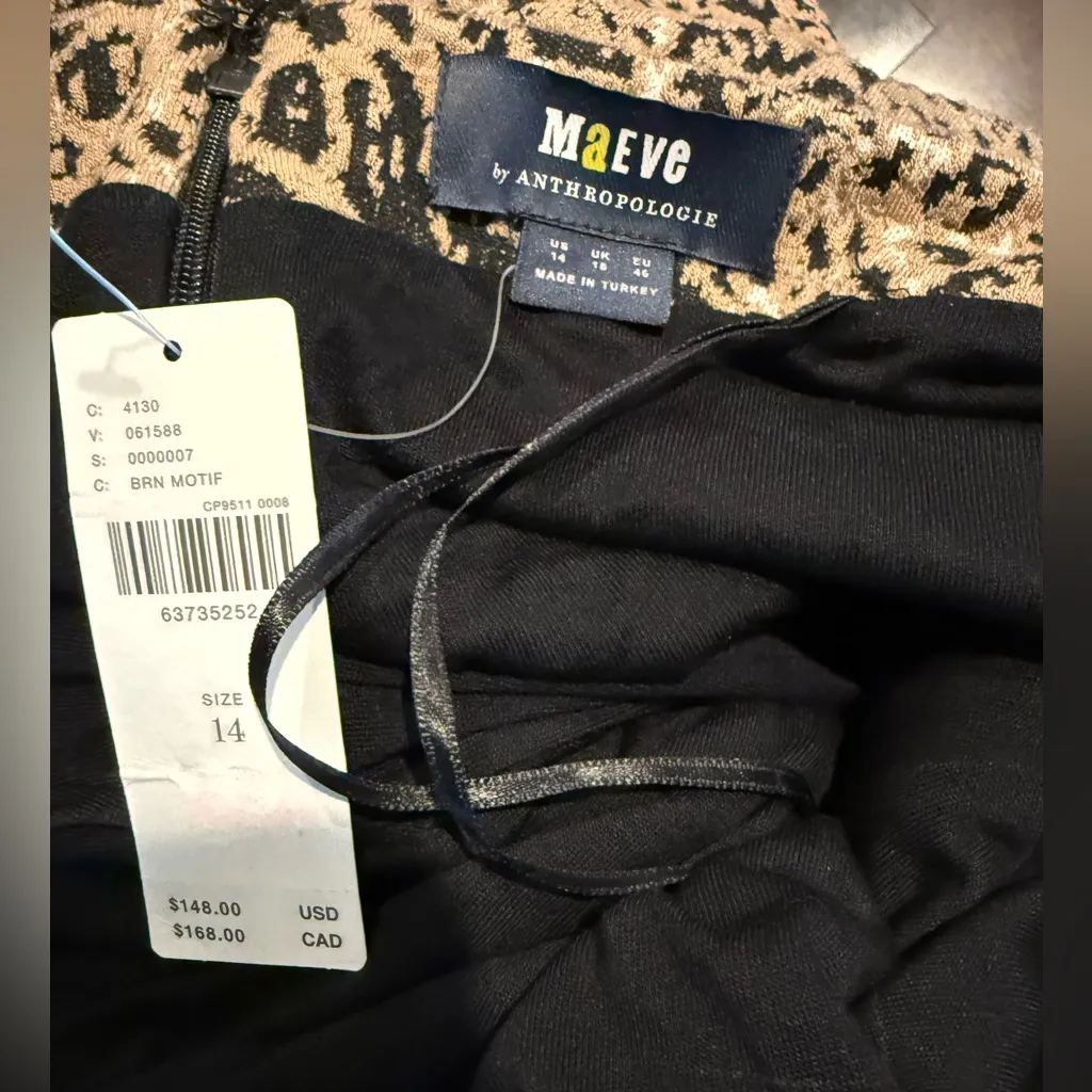 Anthropologie Maeve Animal Print Knit Cut Out Mini Dress - Image 8