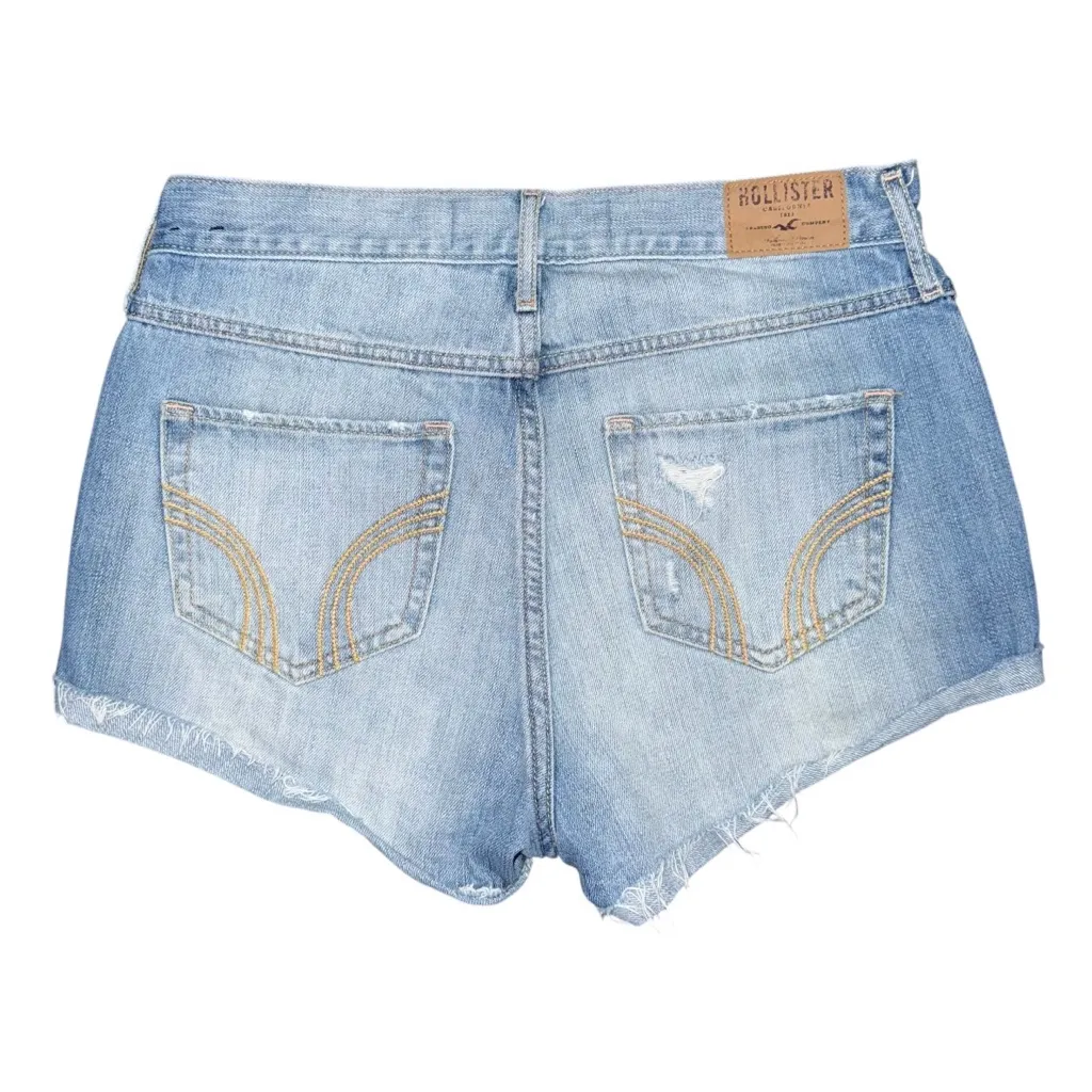 VTG Y2K Hollister High Waisted Jean Shorts Sz 9 / 29 Light Wash Distressed Denim - Image 2