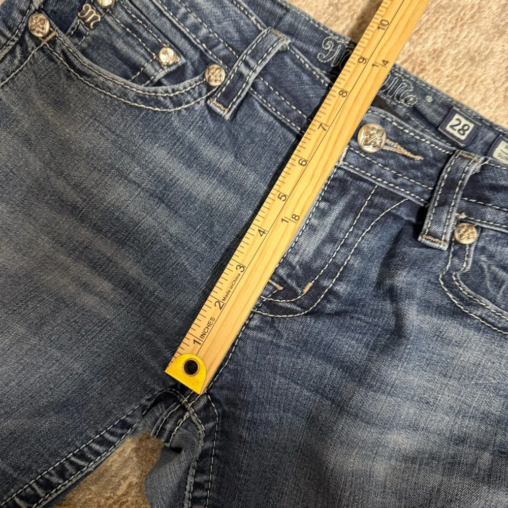 Miss Me Mid Rise Slim Bootcut Bling Embellished Stone and Studded Pockets Y2K - Image 7