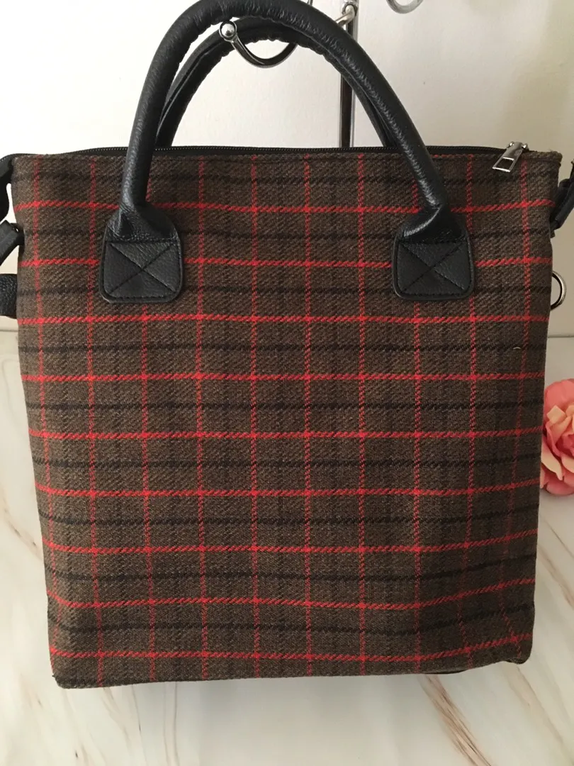 Plaid Shoulder Bag Black - Image 7