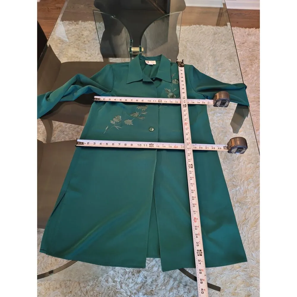 Maggie Sweet 3 Piece Suit Women's Medium Green Floral Long Sleeve Straight Leg - Image 8