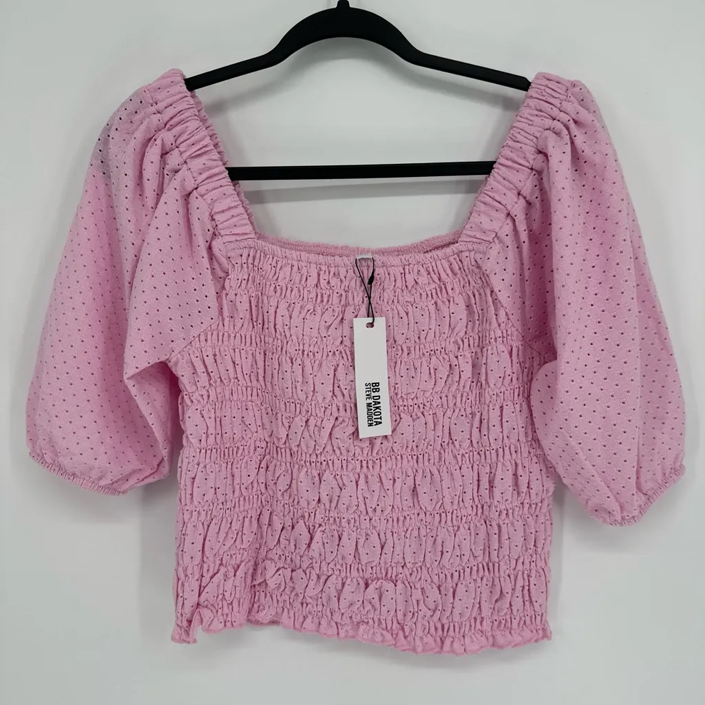 Bb Dakota‎ by Steve Madden Women's Shirt Smock My Way Eyelet Top Size Large L - Image 2