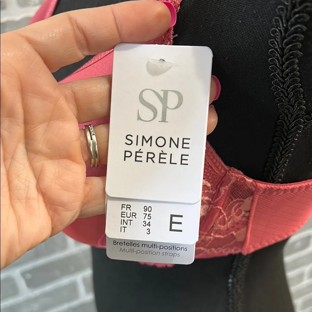 NWT Simone Perele Bretelles Multi Positional Straps‎ Coral Lace Bra 34 E (DD) Pink Size undefined - Image 6