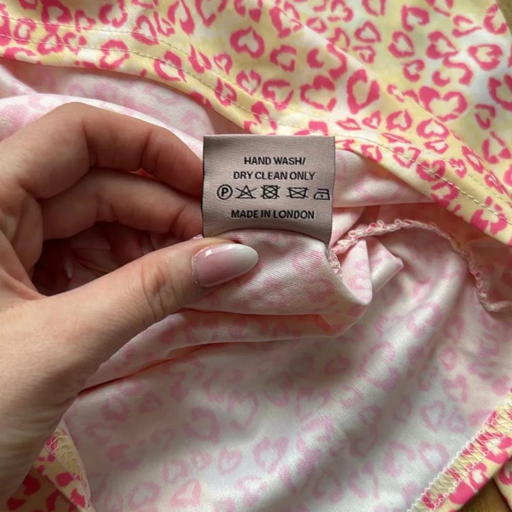 Miscreants Ruched Cupid Mini Strapless Dress/Gloves Yellow/Pink LeopardUS M NWOT Pink Size M - Image 5