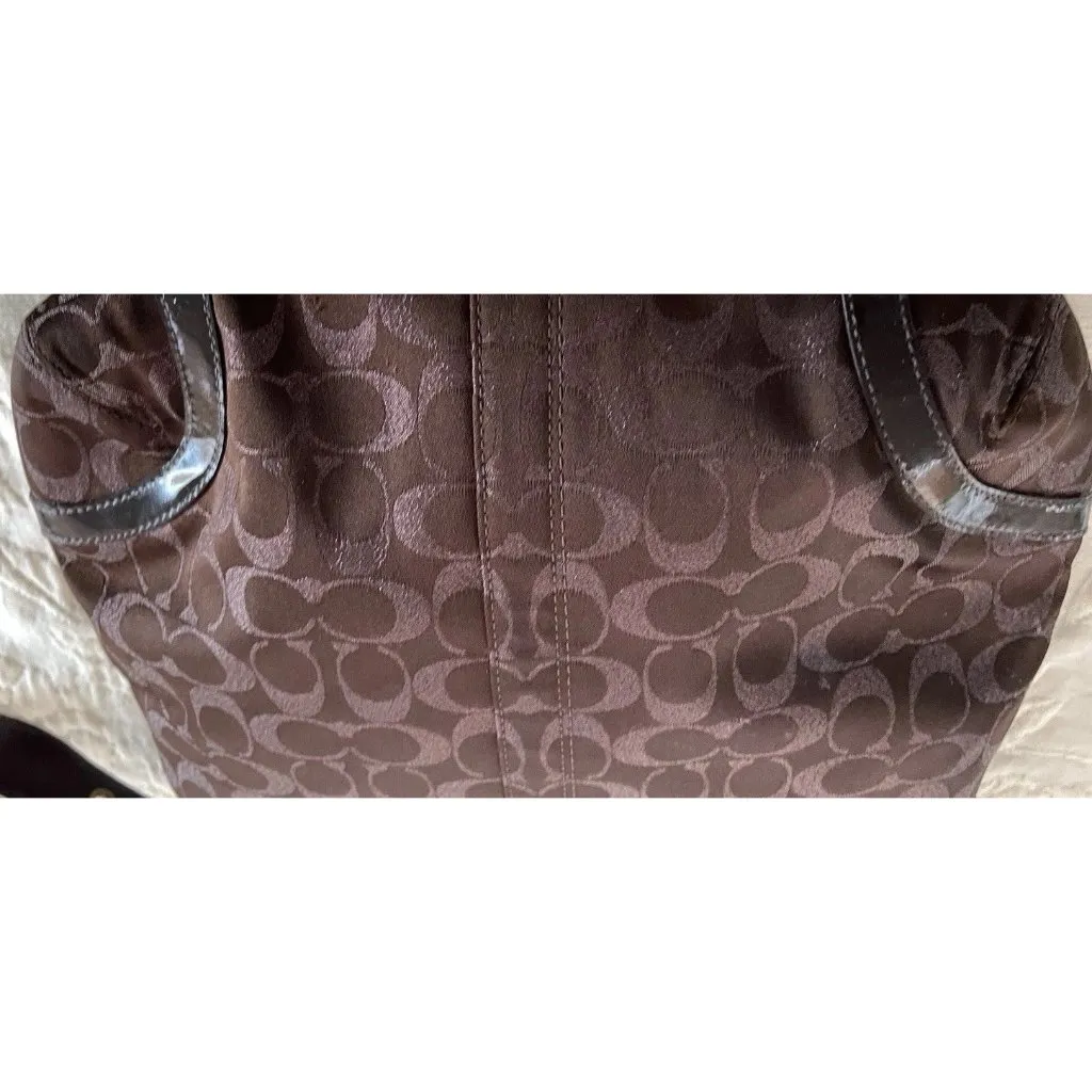 Vintage COACH H0868-F12852 Dark Brown Sparkly Signature Women’s Bag Crossbody - Image 5