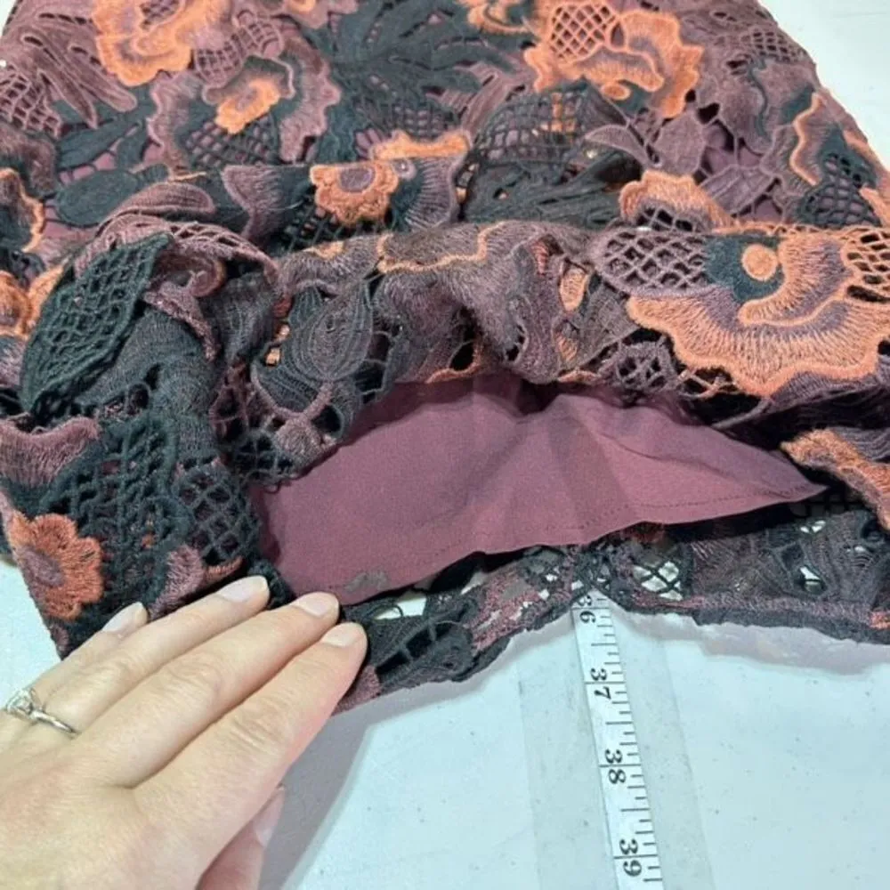 Alexia Admor Womens Lined Sleeveless Lace Midi Sheath Dress Burgundy Black Small - Image 16