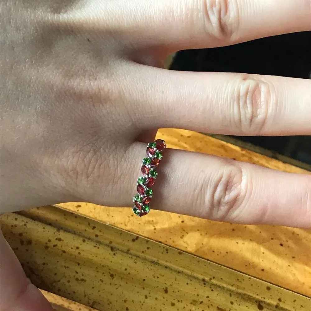 Natural Red Sapphire Chrome Diopside Sterling Silver Ring Size 10 - Image 3