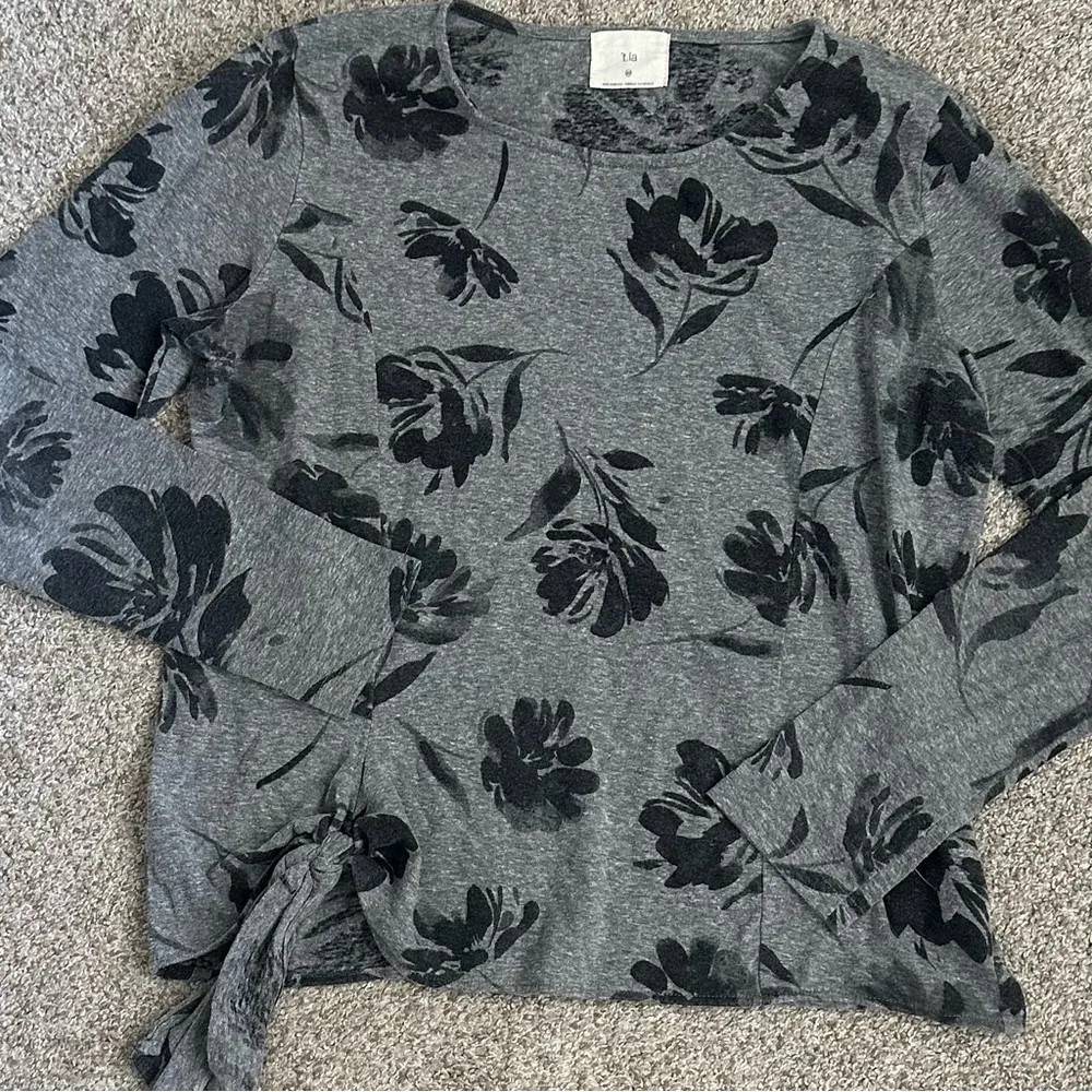 T.la Anthropologie Barela Floral Tie Waist Top - Image 3