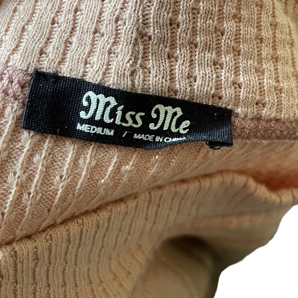 Miss Me Salmon Pink Purple Boho Hippie Retro Chevron Long Sleeve Mock Neck Top - Image 9