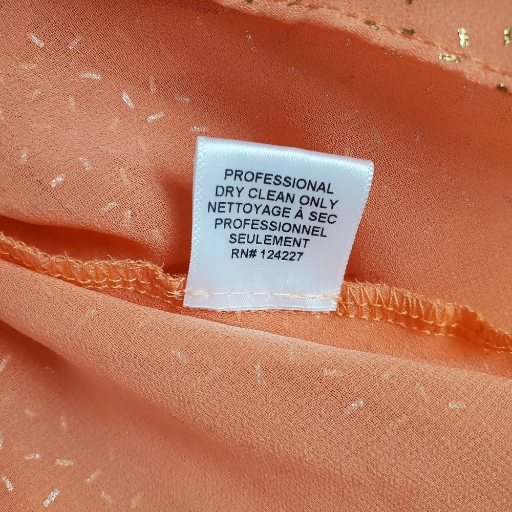 MISA LOS ANGELES small (S) coral peach gold foild confetti ruffles mini dress - Image 7