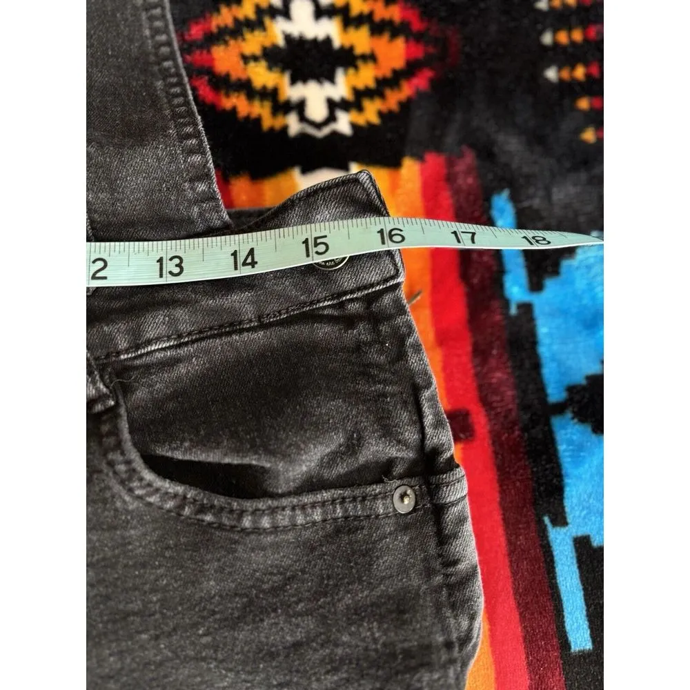 Dollhouse Black Overalls Denim Mid Rise Size 11‎ Side Zip Logo Pockets Buttons - Image 5