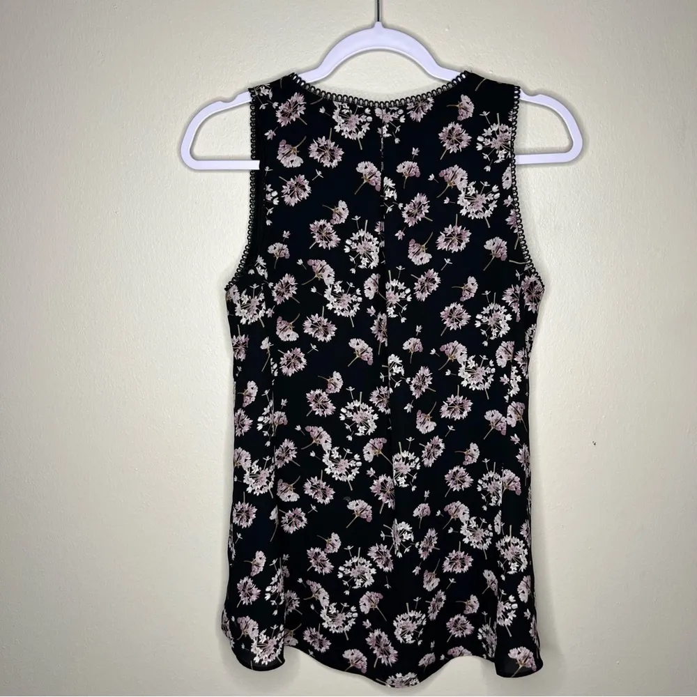 WHBM Dark Floral Whimsigoth Dandelion‎ Scalloped Trim Lace Sheer Chiffon Tank - Image 10