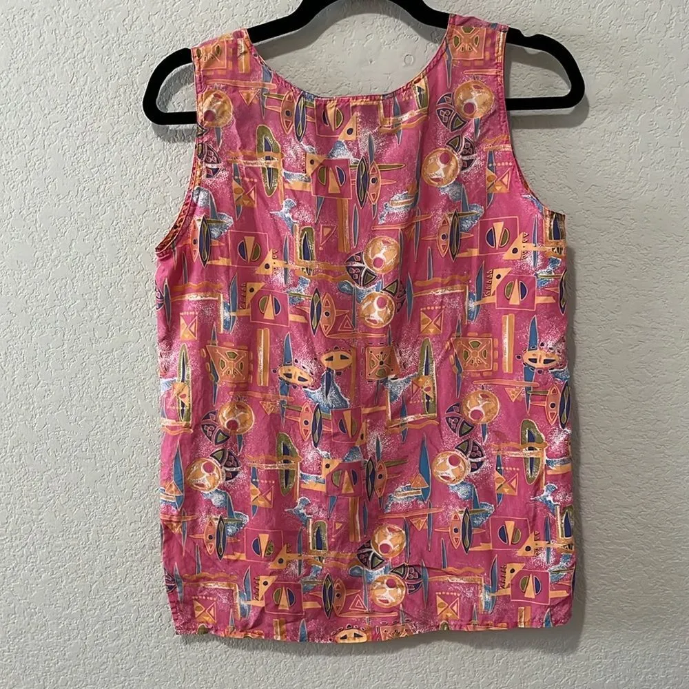 CASUAL ISLE Vintage 80/90's 100% Silk Two Piece Short/Tank Set, Size S Pink - Image 8