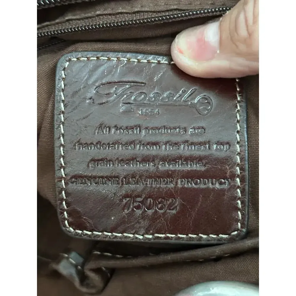 Vintage Fossil Soft Chocolate Brown Pebbled Leather Shoulder Bag Handbag Purse - Image 6