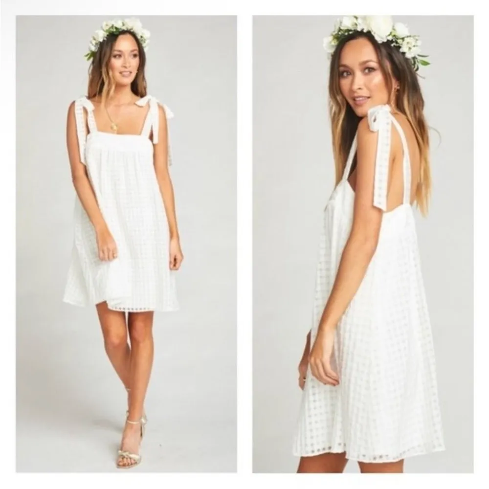 White Mini Dress Tie Strap Babydoll Sundress Summer Casual Short Cute - Image 3