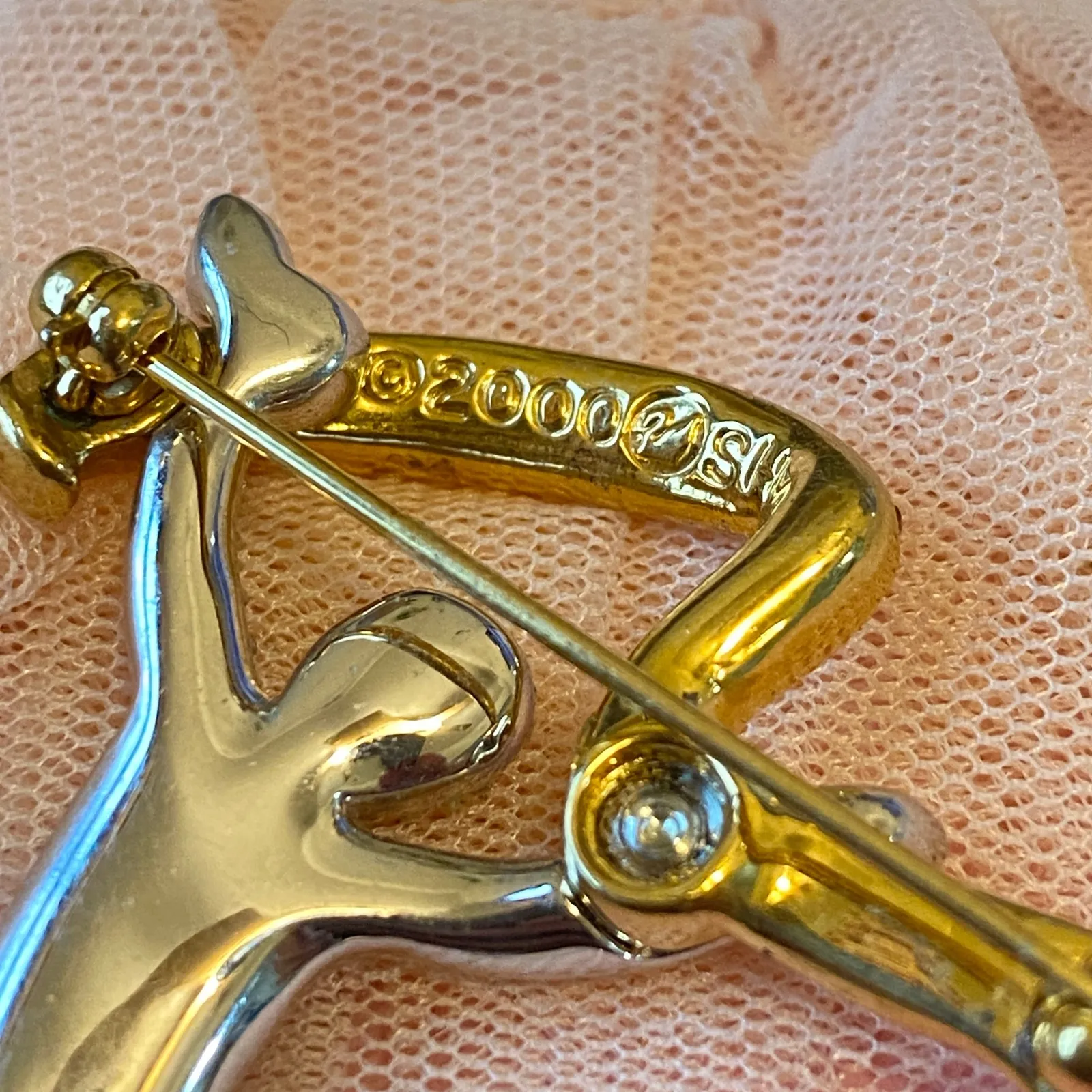 Swarovski Ballet Dancer Brooch Pin Sparkling Rhinestone Two Tone Signed SH 2000 - Image 4