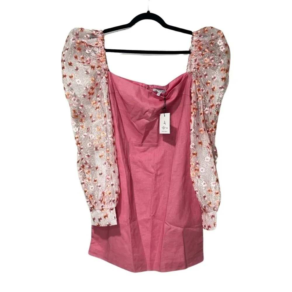 NWT ATOIR x REVOLVE The Madison Embroidered Cocktail Mini Dress Pink Sz L Size L - Image 3