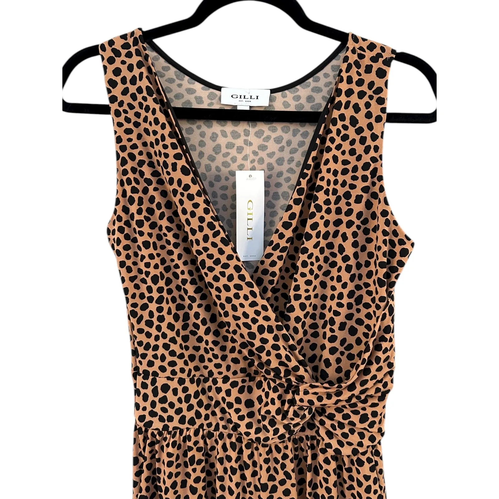 NWT Gilli Stitch Fix Leopard Animal Print Twist Waist‎ Wide Leg Jumpsuit Small Brown - Image 5