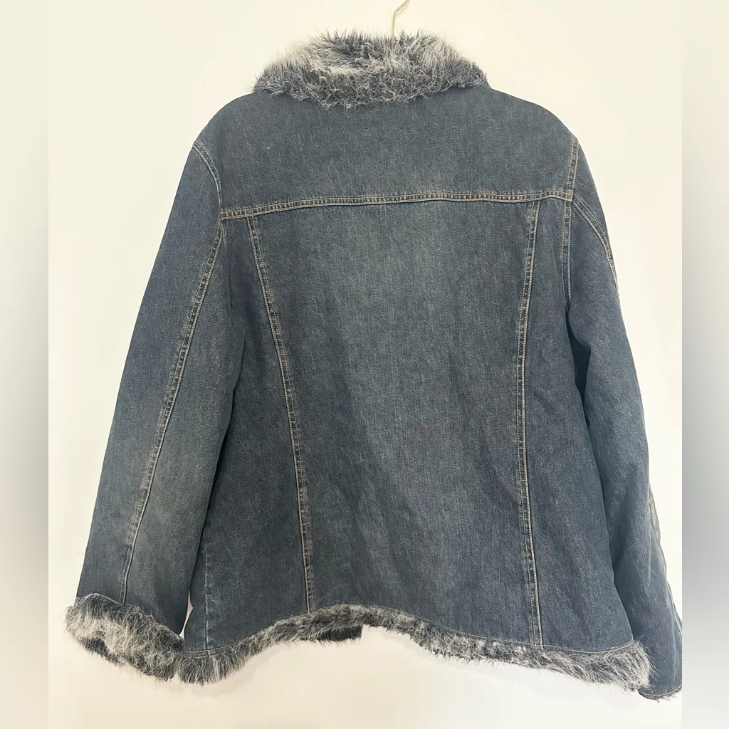 Marvin Richard’s size XL denim coat with fur Y2K 2000s - Image 4