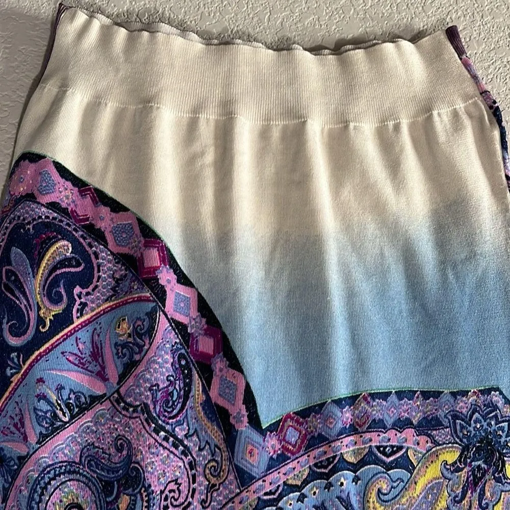 ETRO Vintage Purple Paisley Silk Knit Short Sleeve Shirt, Size 44 (M/8) - Image 7