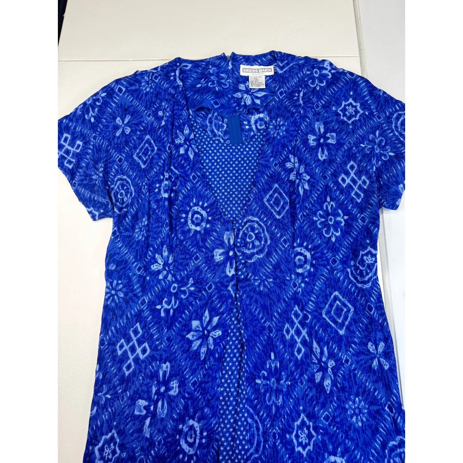 Dress Barn Woman Blue Floral Rayon Dress  ‎ Maxi Size 16W Outfit - Image 2