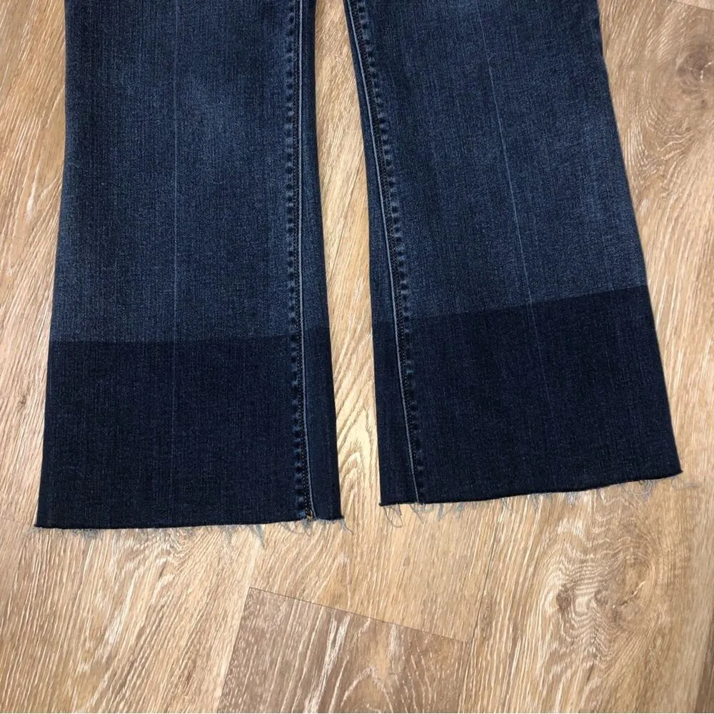 Spanx Cropped Two Tone Denim Flare Jeans Small EUC - Image 7