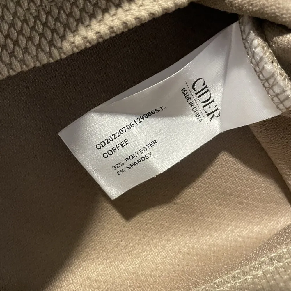 Cider Womens Shirt Size XS Oversized Knit Tan Over Thinking Short Sleeve Top - Image 4