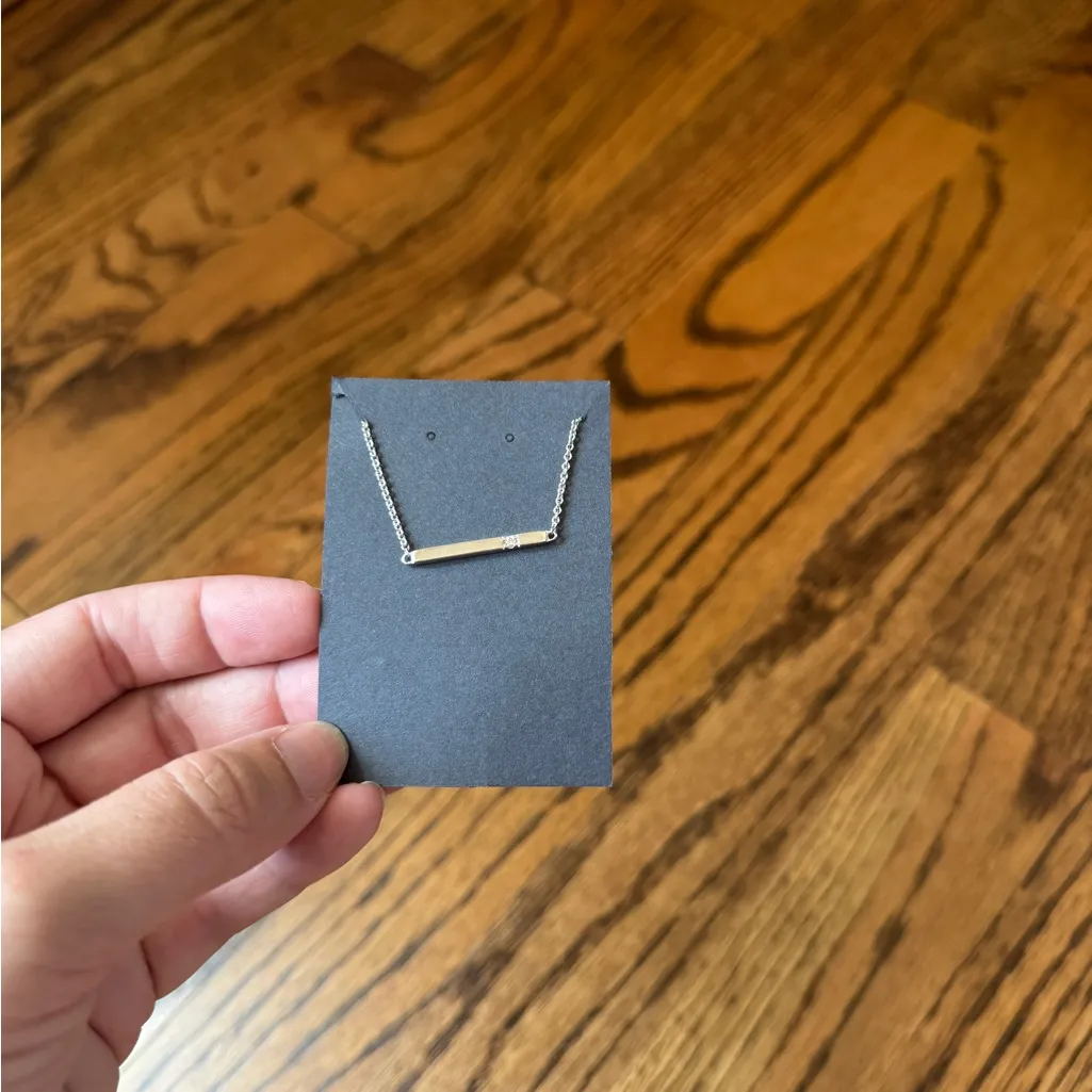 Brilliant Earth Sterling Silver Bar Necklace with Diamond - Image 3