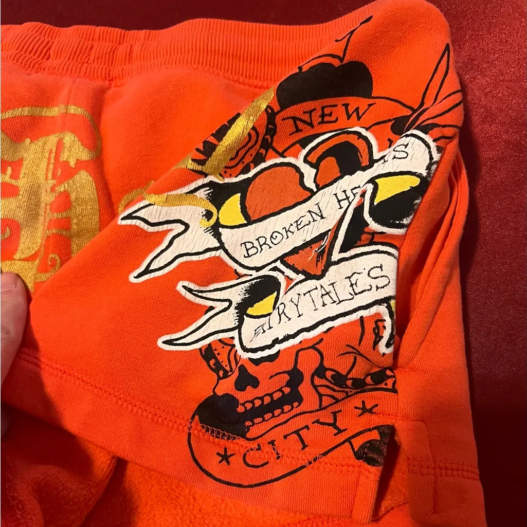 Ed Hardy Bright Orange Graphic Shorts - Image 11
