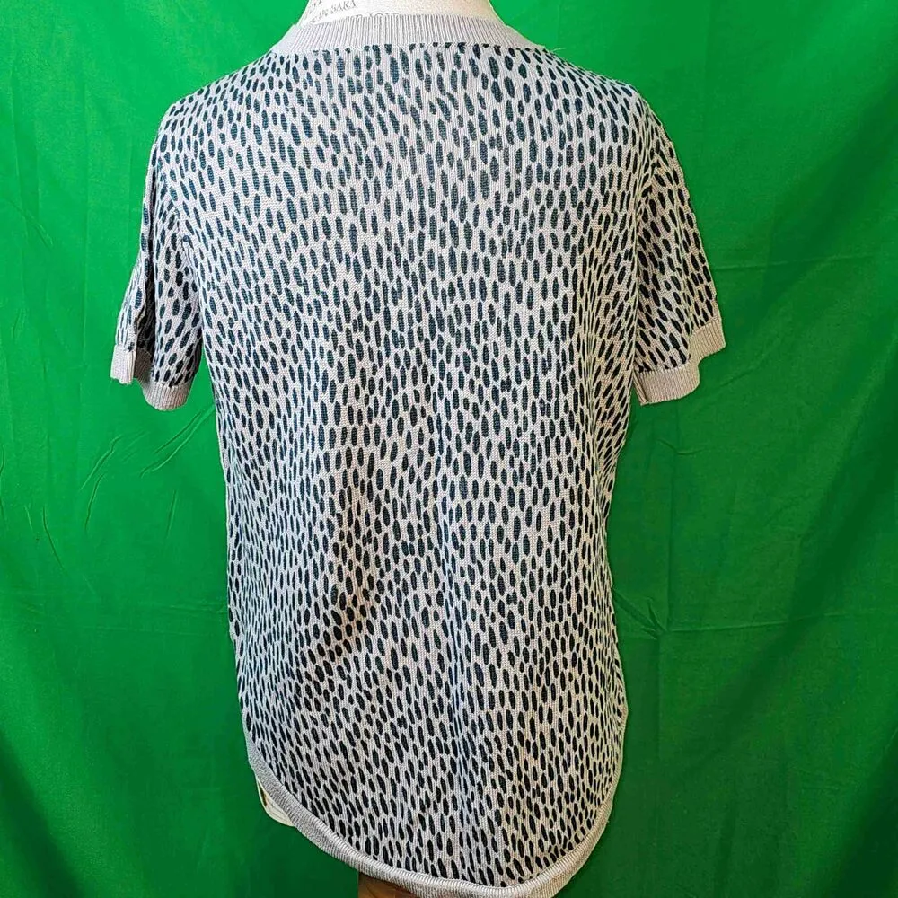 Garnet Hill Womens Gray Green Haiku‎ Linen Short Sleeve Sweater Small - Image 2