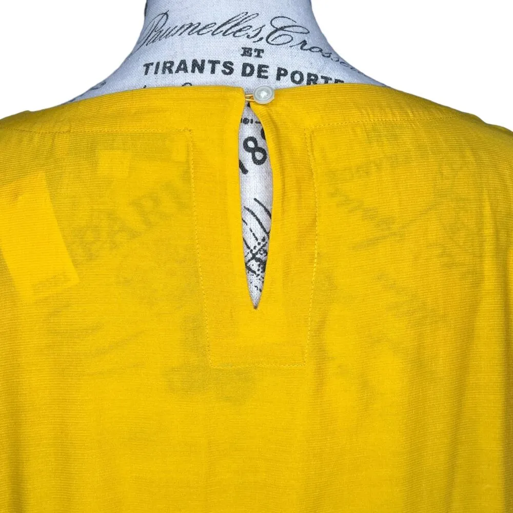 Loft LARGE Keyhole Back Round Neck Button Cuff Long Sleeve Round Hem Blouse - Image 11