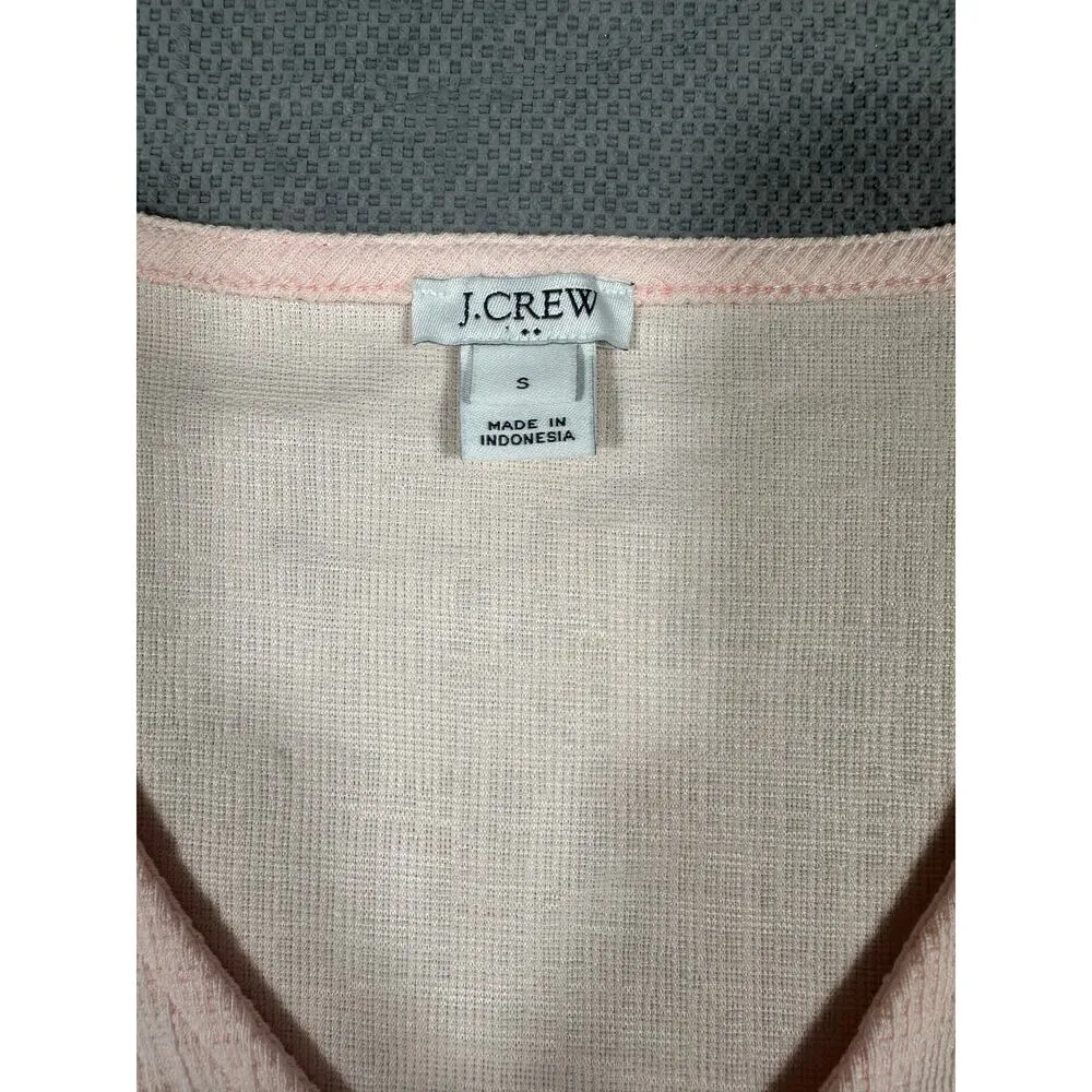 J.Crew Tie-Front V-Neck Textured Tee - Light Pink Size Small - Image 4