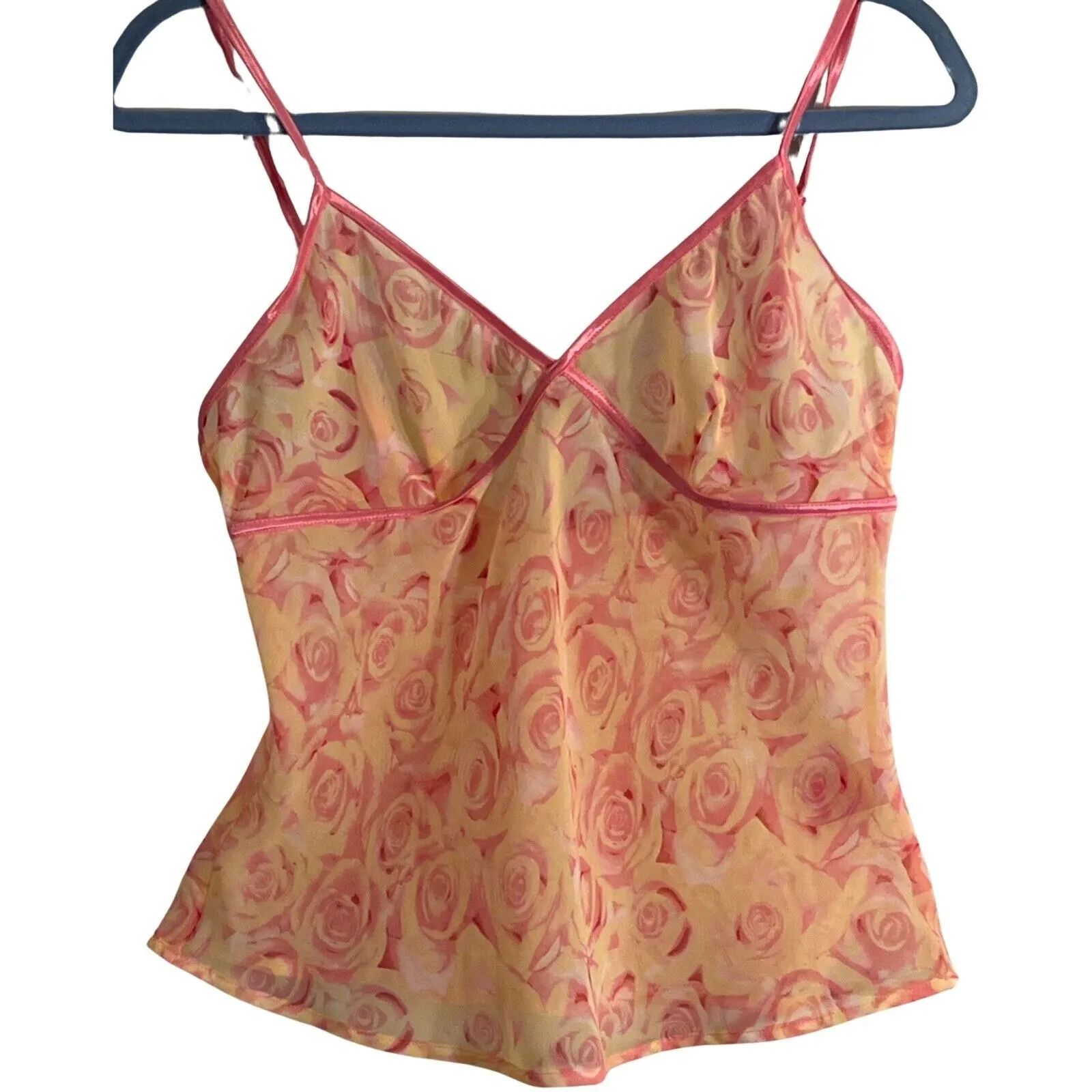 ROMANCE Womens Pajamas Size M Pink Floral Pant Camisole Robe Sheer Romantic Love Size M - Image 2