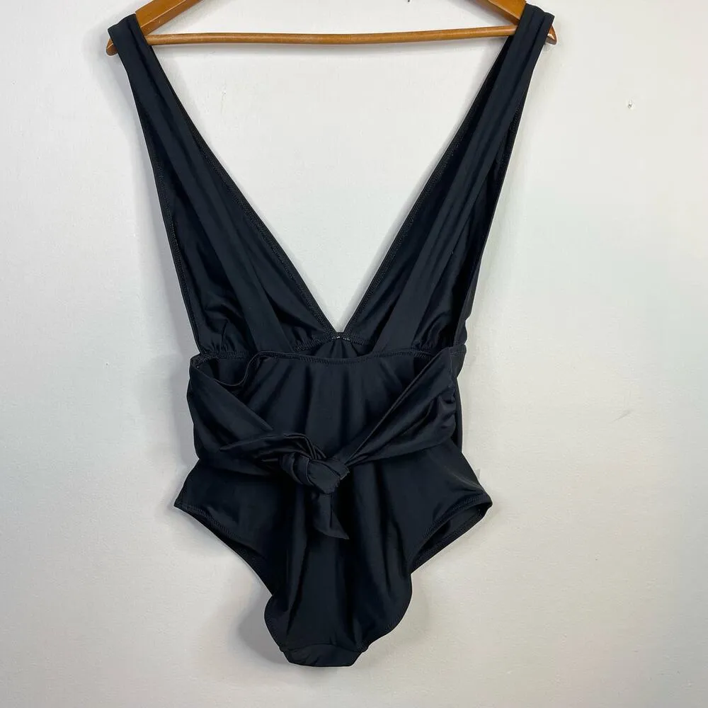 Aerie Black Plunge One Piece Swimsuit Swim Bathing Suit womens S Long Tall - Image 7