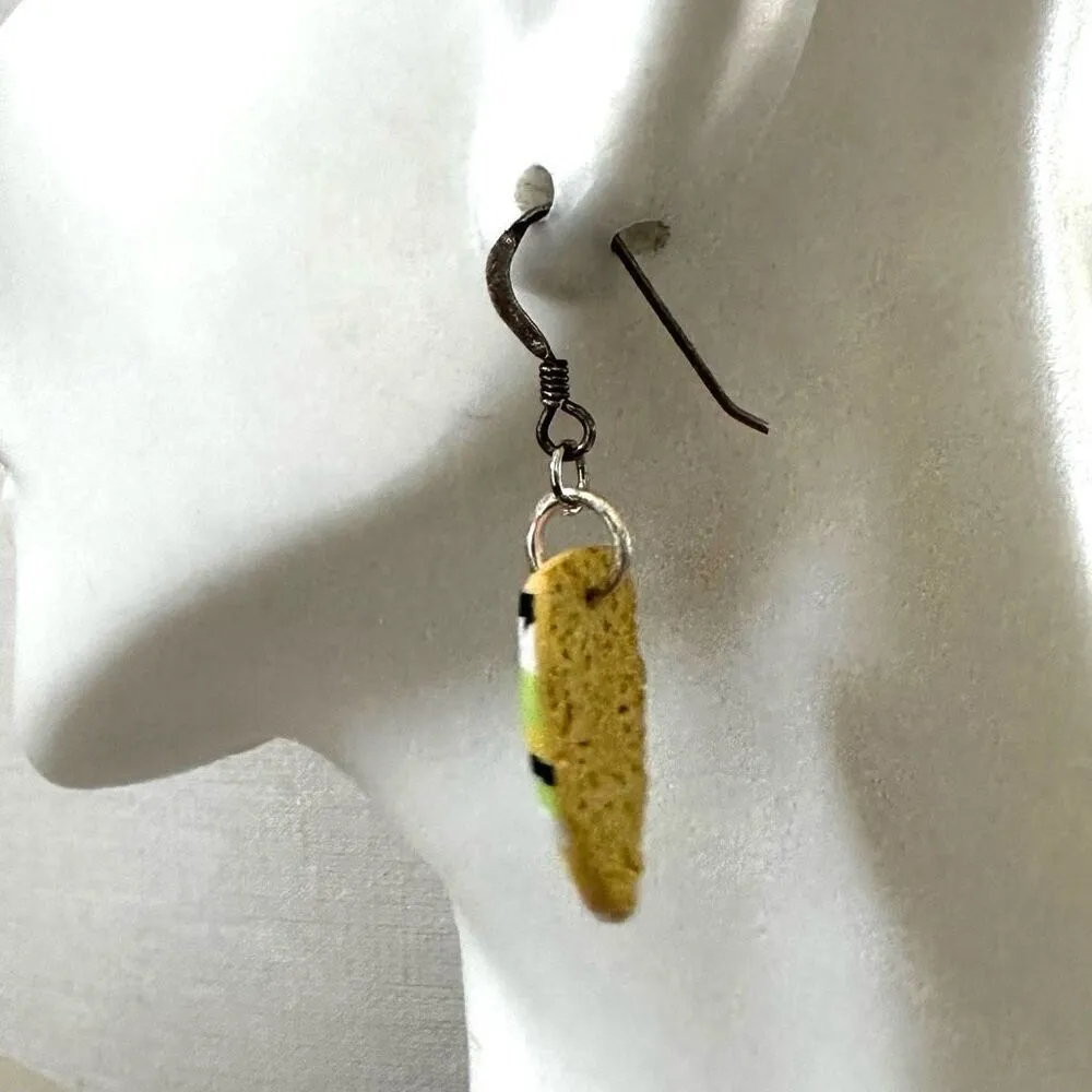 Sterling silver Yellow and green striped earrings - Image 4