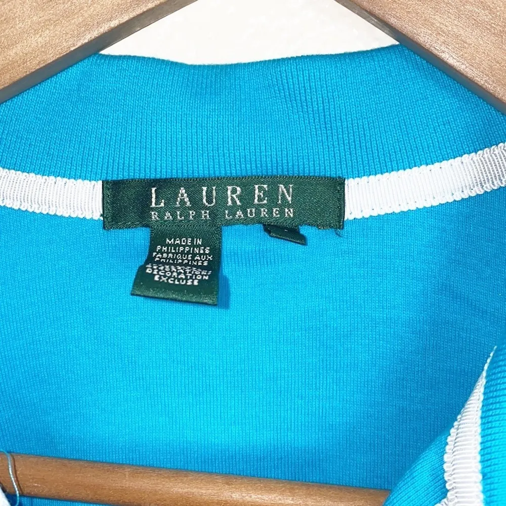 Lauren Ralph Lauren Blue Embroidered V Neck Polo - Image 4
