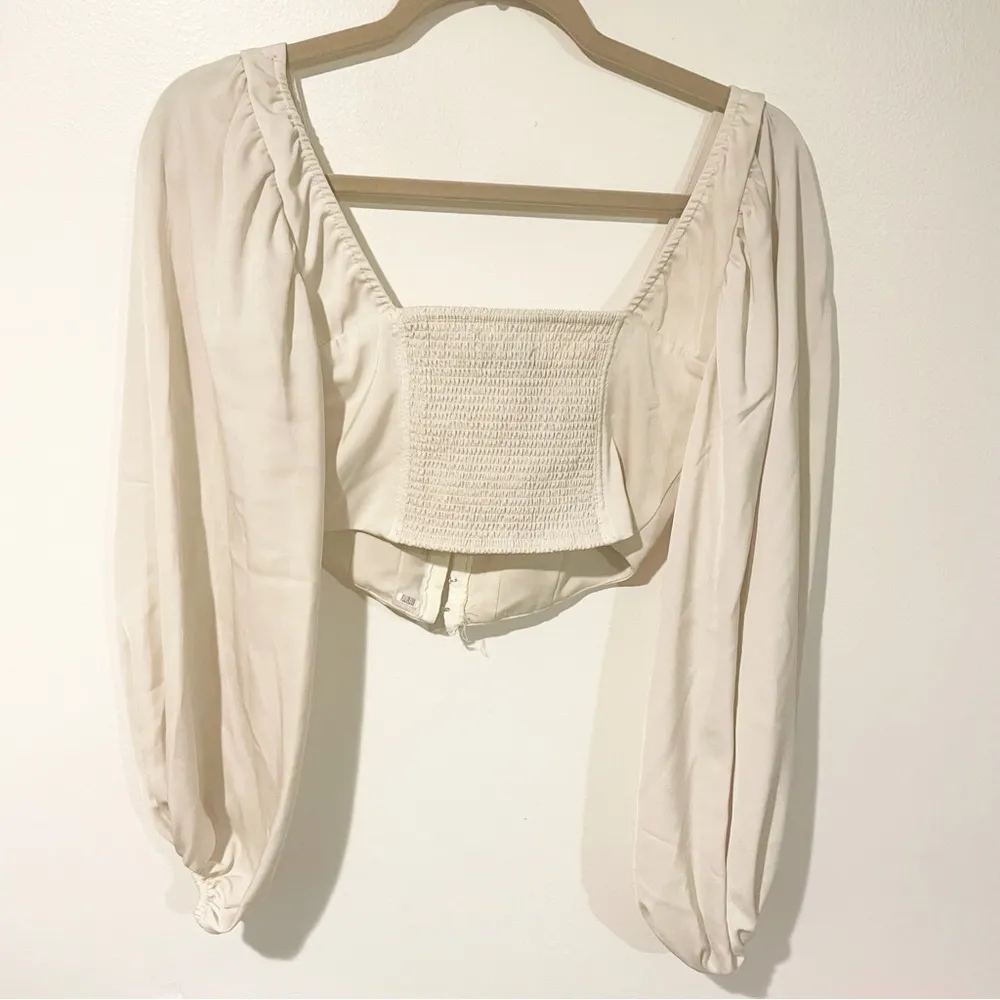 Urban Outfitters Size Small Cream Smocked Maddie Bustier Peasant Boho Blouse - Image 6