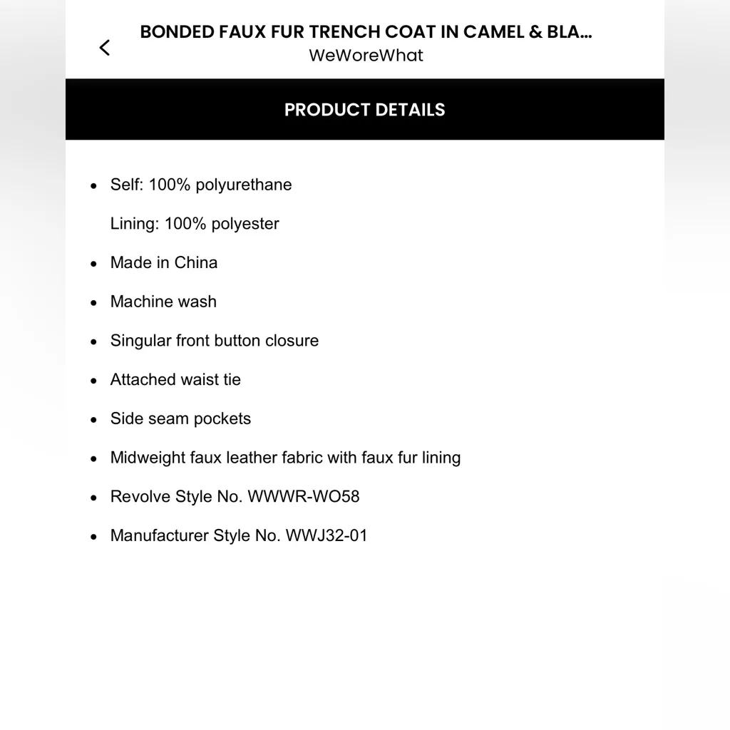 WeWoreWhat Bonded Faux Fur Trench Coat in Camel & Black - Image 4