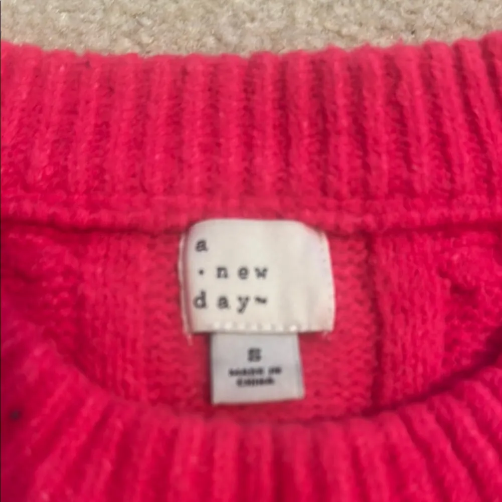 A New Day Hot Pink Cable Knit Sweater - Image 2