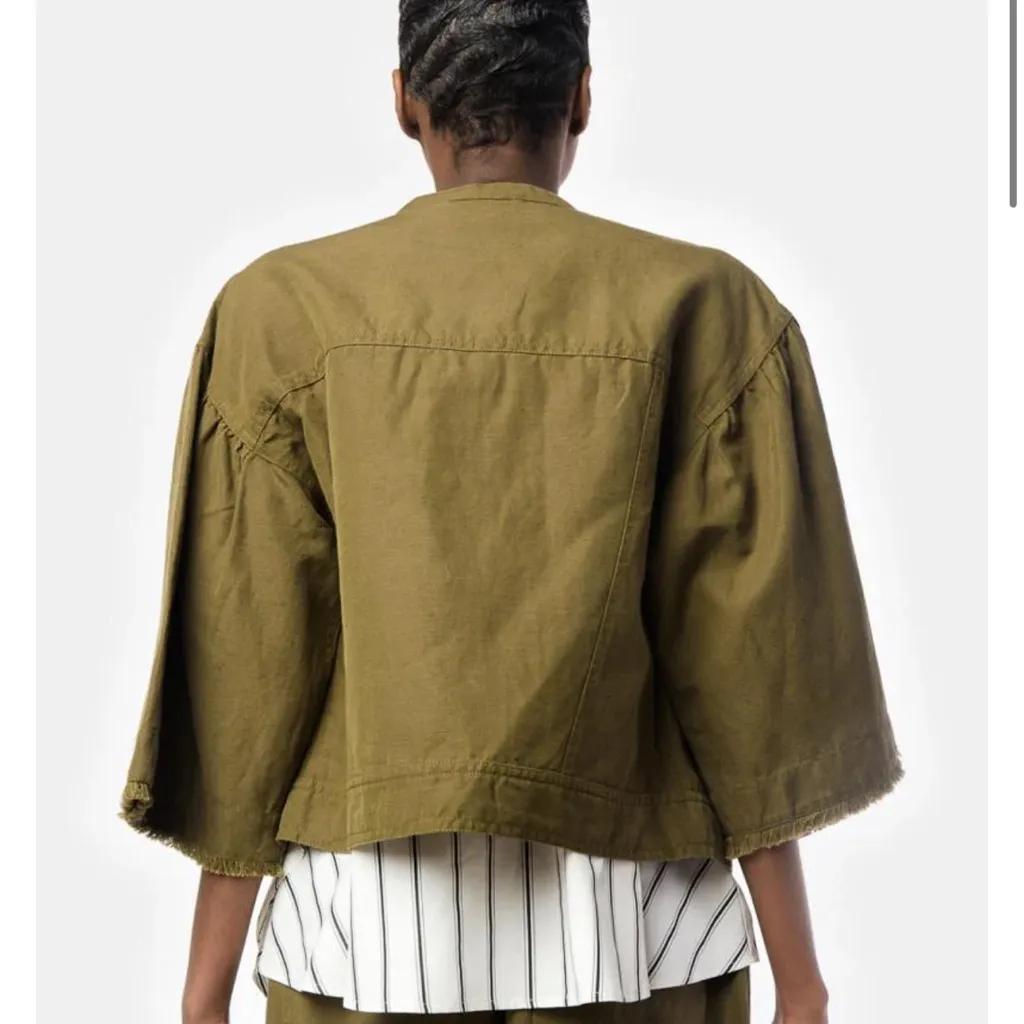 ULLA JOHNSON Kloe Jacket in Olive Military Size 10‎ - Image 3