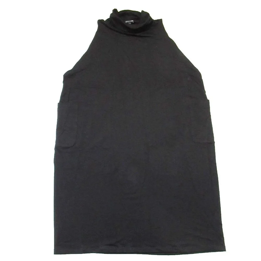 NWT Eileen Fisher Funnel Neck Jumper in Black Tencel Stretch Terry Dress 2X - Image 2