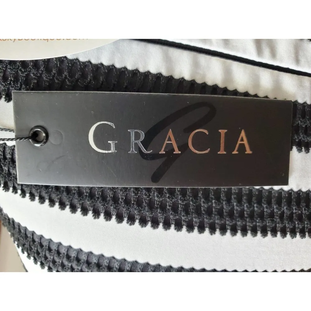 Gracia Women White & Black Polyester Round Neck Long Sleeve Casual Top Blouse S - Image 6