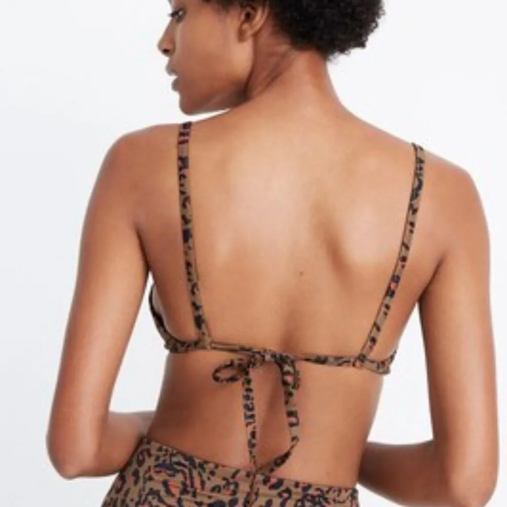 Madewell Second Wave Bralette Bikini Top Leopard Strappy XS - Image 2