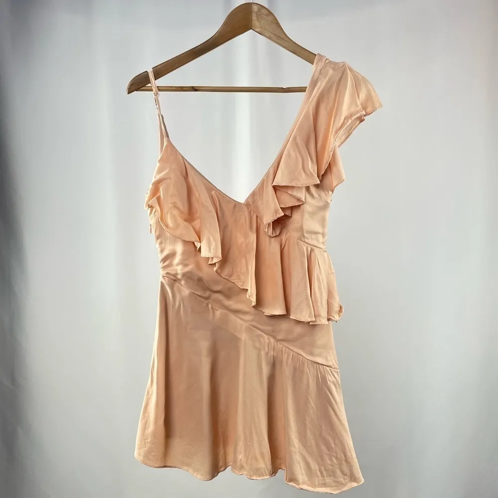 NBD x Revolve Twain Ruffle Mini Dress in‎ Sherbet Orange Size Small - Image 3