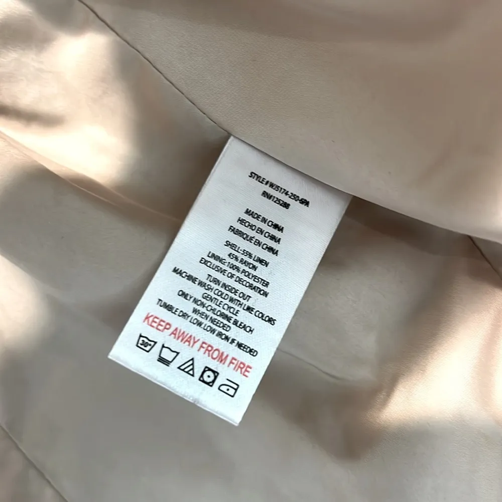 NWOT Linen Double Breasted Jacket Blazer Cropped - Large Khaki Tan - Image 3